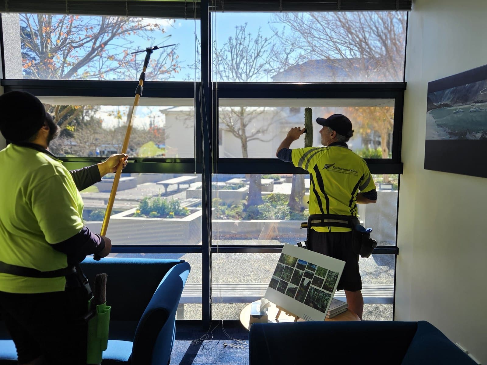 Interior and Exterior Glass Cleaning to a Brush and Blade Finish